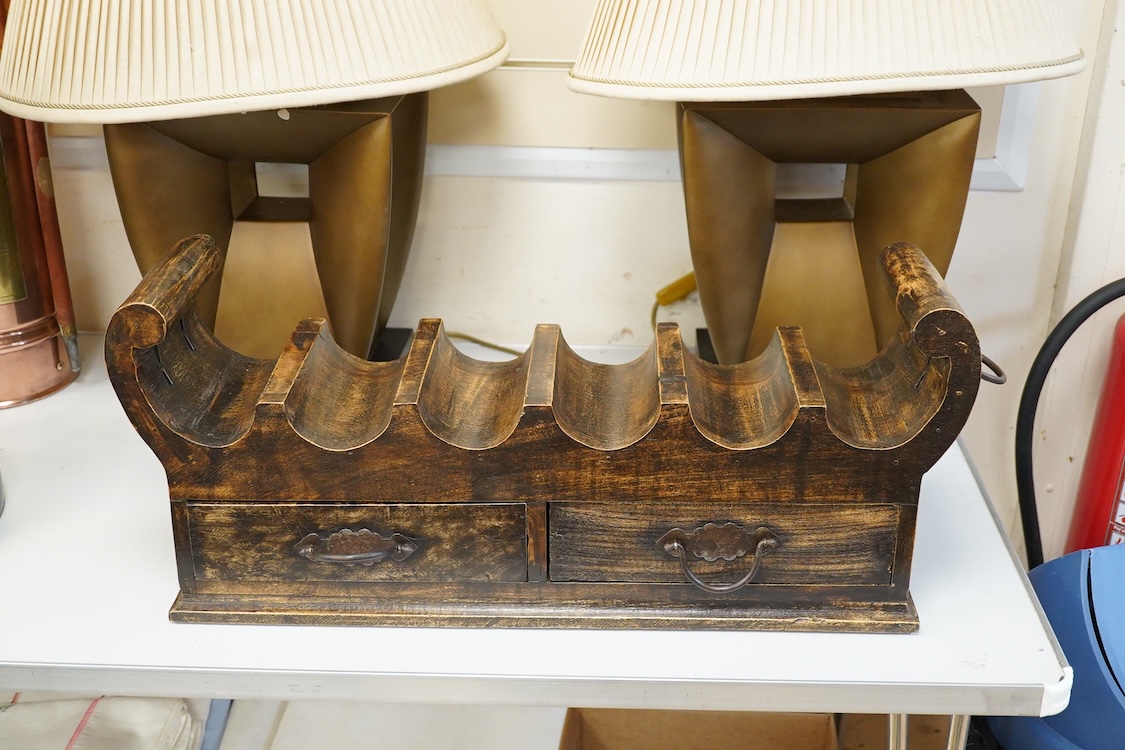 Sommelier wine shelf with numbered cork drawers, 69cm wide